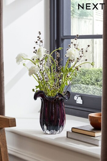 Purple Fluted Glass Vase (D51806) | £26