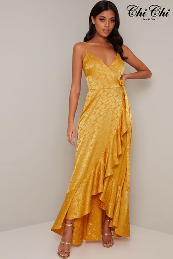 Chi Chi London Yellow Cami Strap Wrap Maxi Dress (D51819) | £75