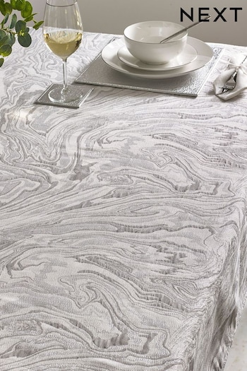 Silver Marble Tablelinen Table Cloth (D51823) | £30 - £38