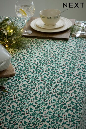 Green Christmas Holly Table Cloth (D51851) | £28 - £36