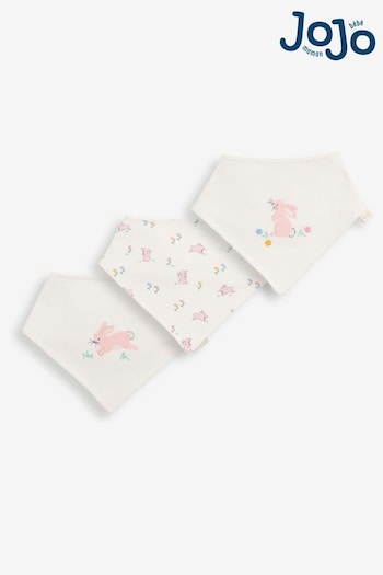 JoJo Maman Bébé Pink Bunny 3-Pack Cotton Baby Dribble Bibs (D51869) | £12