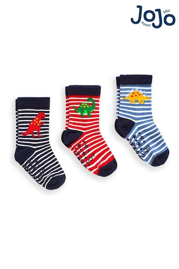 JoJo Maman Bébé 3-Pack Dino Stripe Socks (D51876) | £9.50