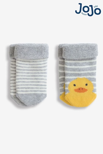 JoJo Maman Bébé Marl Grey Duck 2-Pack Baby Socks (D51877) | £5.50