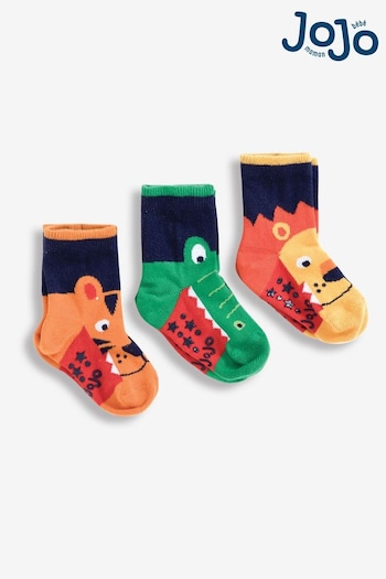 JoJo Maman Bébé Navy Boys' 3-Pack Snappy Safari Socks (D51878) | £9.50
