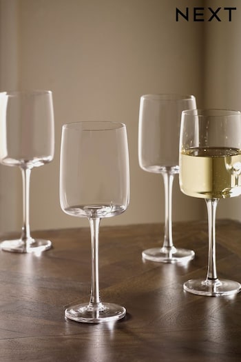 Set of 4 Clear Angular Wine Glasses (D51918) | £24