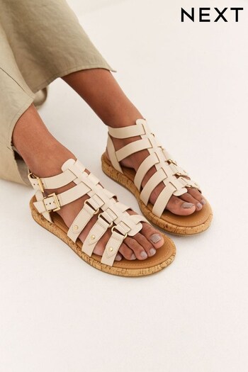 White Forever Comfort® Leather Gladiator Sandals (D51986) | £45