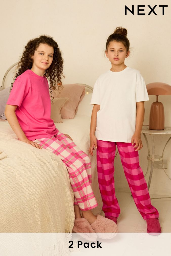 Pink/White Woven Check Pyjamas 2 Packs (3-16yrs) (D51998) | £28 - £38
