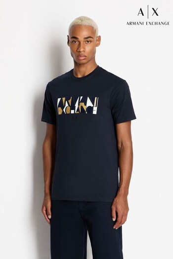 Armani Exchange Navy Block Logo T-Shirt (D52043) | £60