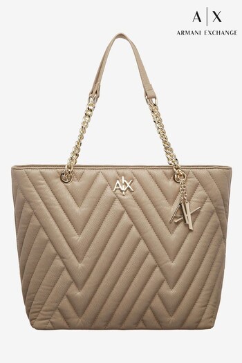 Armani Exchange Beige Quilted Tote Bag (D52103) | £180