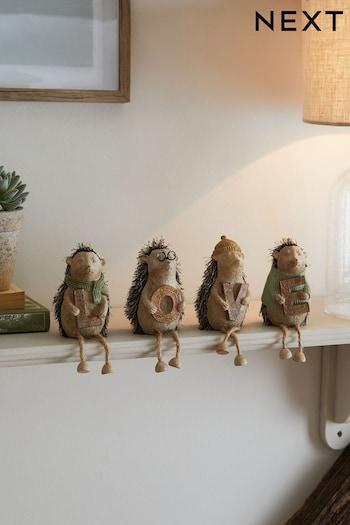 Set of 4 Brown Love Hedgehog Ornaments (D52174) | £30