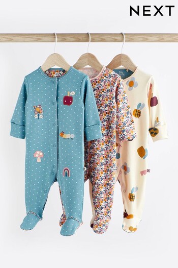 Teal Blue Baby Character Sleepsuits 3 Pack (0-3yrs) (D52197) | £20 - £22