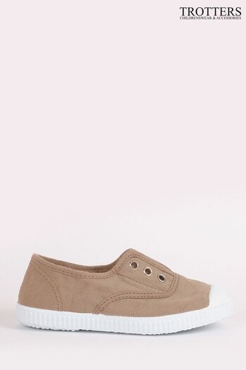 Trotters London Natural Toffee Plum Canvas Shoes (D52595) | £15 - £19