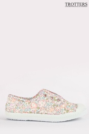 Trotters London Pink Liberty Print Michelle Plum Canvas Shoes (D52598) | £30 - £40