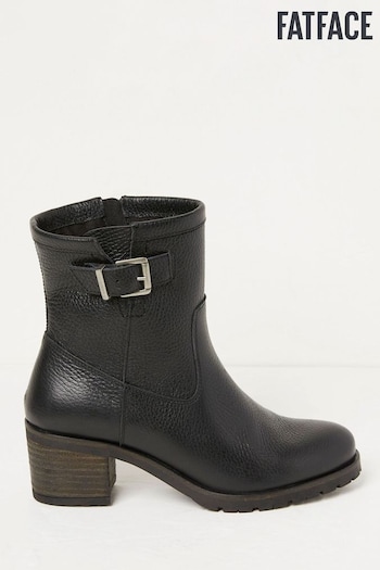FatFace Black Hollie Midheight Heel Boots (D52623) | £89