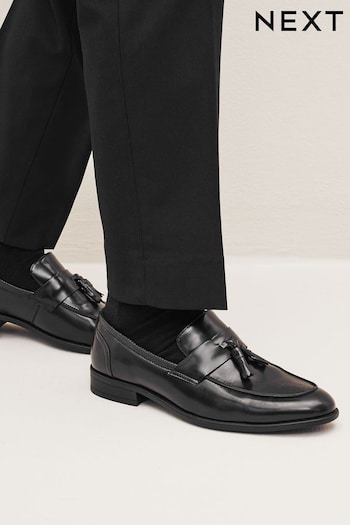 Black High-Shine Tassel Loafers (D52840) | £39