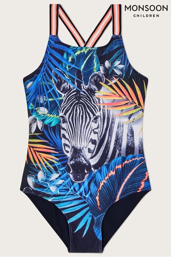 Monsoon Zebra Palm Print Black Swimsuit (D53018) | £22 - £24
