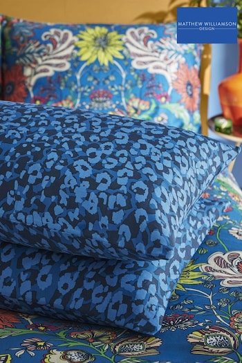 Matthew Williamson Set of 2 Blue Gardenia Cotton Oxford Pillowcases (D53095) | £25