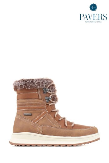 Pavers Brown Standard Lace-Up Snow Boots (D53098) | £45