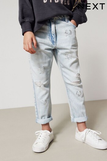 Blue Denim Embellished Mom Jeans (3-16yrs) (D53112) | £20 - £25