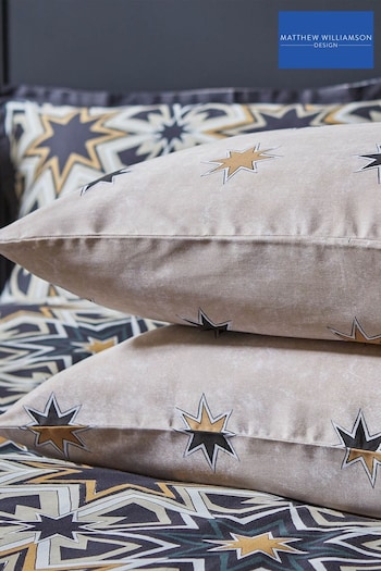 Matthew Williamson Set of 2 Black Riad Stars Cotton Oxford Pillowcases (D53179) | £25