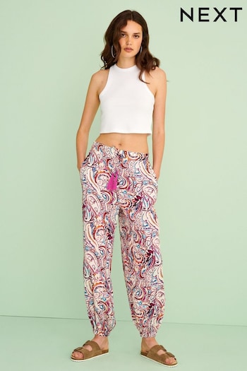Pink Paisley Pull-On Cuffed Taper Trousers (D53185) | £26