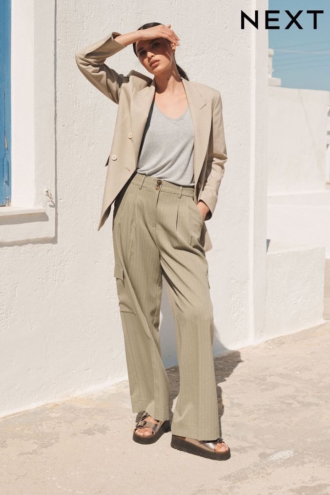Buy Women s Tall White Mid Rise Regular Trousers Online Next UK