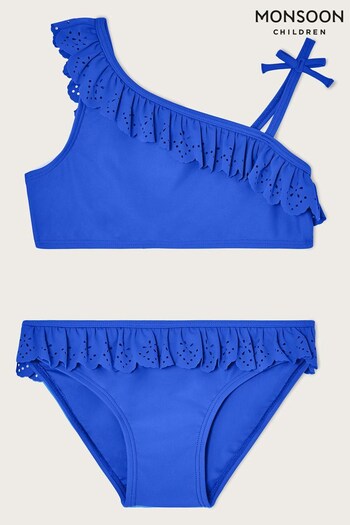 Monsoon Blue Laser Cut Frill Bikini Set (D53193) | £18 - £22