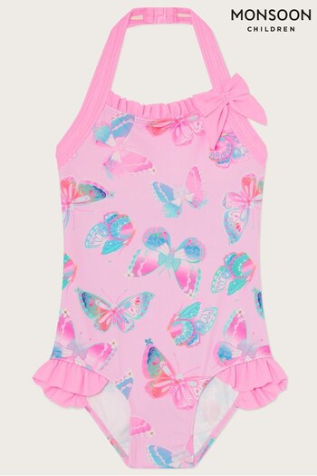 Monsoon Pink Butterfly Halterneck Swimsuit (D53194) | £18 - £22