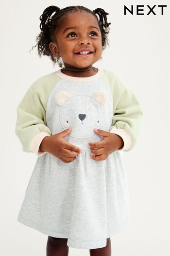 Grey Bear Character Sweat Dress (3mths-7yrs) (D53243) | £10 - £12