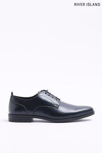 River Island Black Wide Fit Formal Point Derby Shoes (D53360) | £30