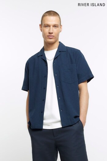 River Island Blue Linen Regular Fit Shirt (D53378) | £30