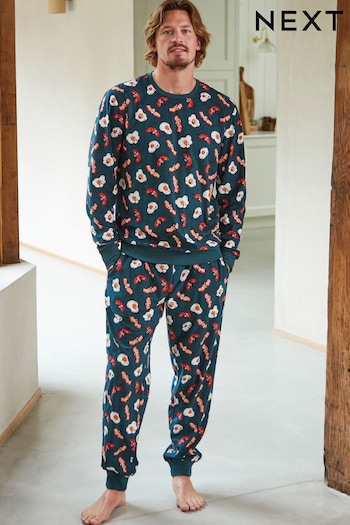 Green Breakfast Print Cuffed Motionflex Cosy Pyjamas (D53517) | £30