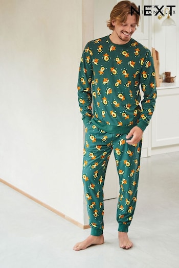 Green Avocado Cuffed Motionflex Long Sleeve Cosy Pyjamas (D53518) | £30