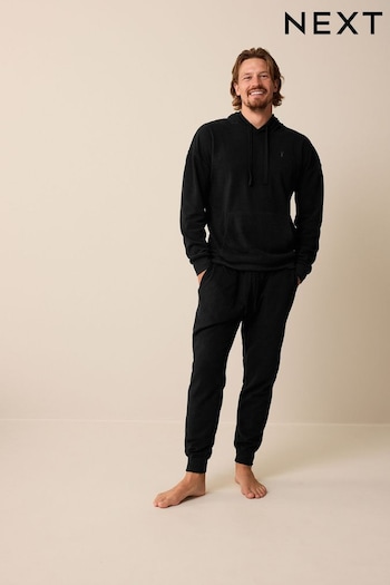 Black Thermal Hooded Pyjama Set (D53536) | £36