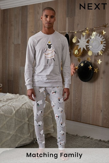 Grey Sheep Matching Family Mens Jersey Pyjamas (D53544) | £30