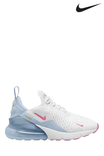 Nike sico White/Blue/Pink Youth Air Max 270 Trainers (D53561) | £90