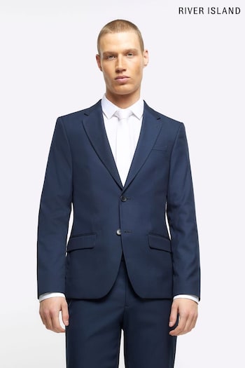 River Island Blue Skinny Twill Suit Jacket (D53609) | £65