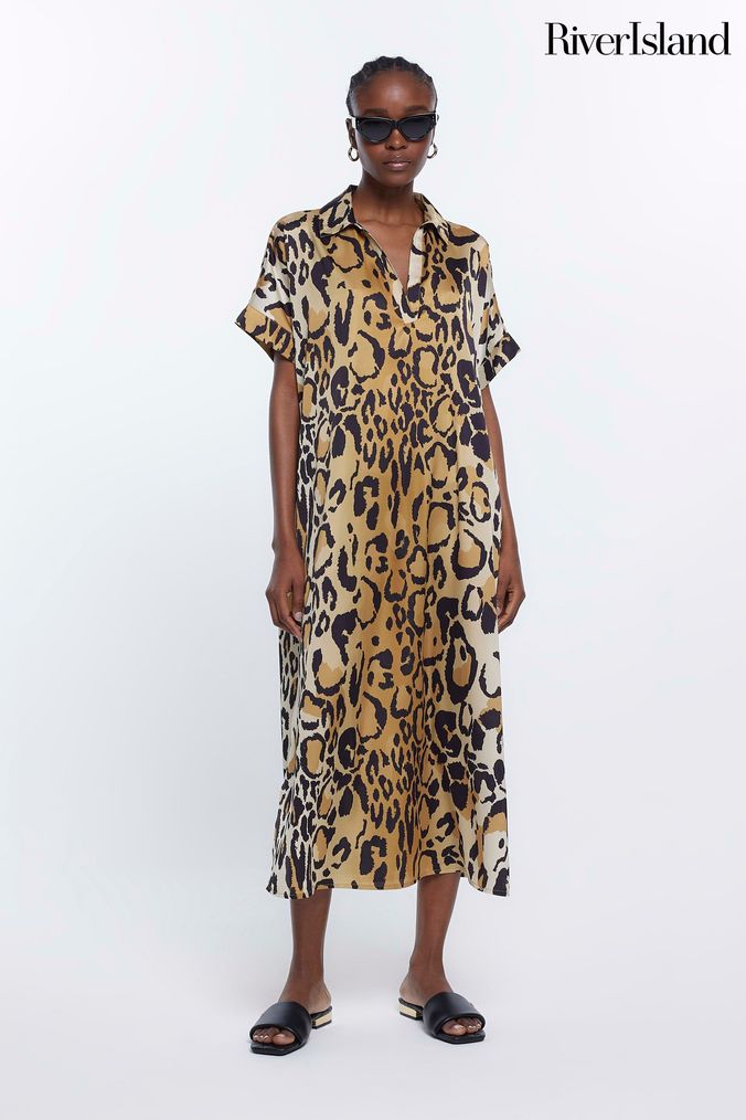 Short sleeve animal print dress outlet