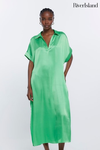 River Island Green Shift Short Sleeve Midi Dress (D53636) | £45