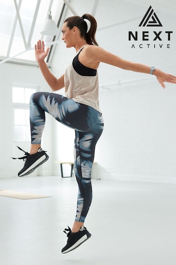 Blue/Neutral Water Colour Print Active New & Improved High Rise Sports Sculpting Leggings (D53718) | £24