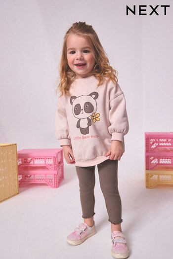 Cream Panda Printed Sweatshirt and Leggings Set (3mths-7yrs) (D53805) | £14 - £18