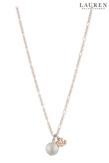 Lauren Ralph Lauren Gold Pearl Logo Necklace (D53921) | £65