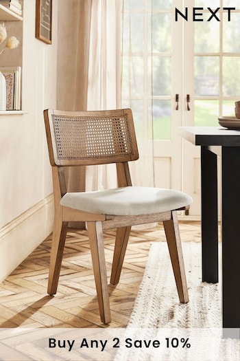 Contemporary Tweed Linen Bronx Wood Effect Set of 2 Abel Non Arm Dining Chairs (D53960) | £299