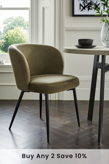 Set of 2 Soft Velvet Dark Sage Green Otis Carver Arm Dining Chairs (D53970) | £270