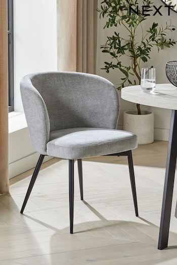 Set of 2 Fine Chenille Mid Grey Otis Carver Arm Dining Chairs (D53971) | £299