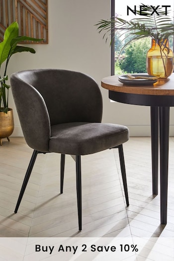 Set of 2 Monza Faux Leather Dark Grey Otis Carver Arm Dining Chairs (D53972) | £299