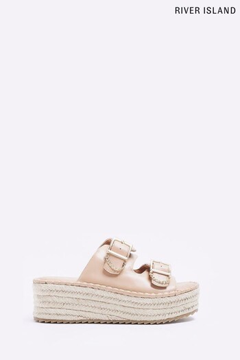 River Island Pink Girls Backless Wedge Espadrille Shoes (D53987) | £43