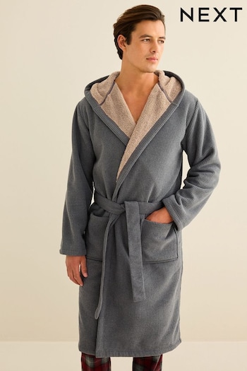 Grey Borg Lined Hooded Dressing Gown (D54066) | £42
