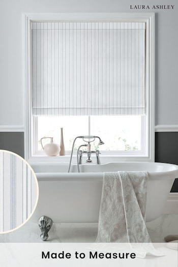 Laura Ashley Grey Suffolk Stripe Made to Measure Roman Blinds (D54083) | £84