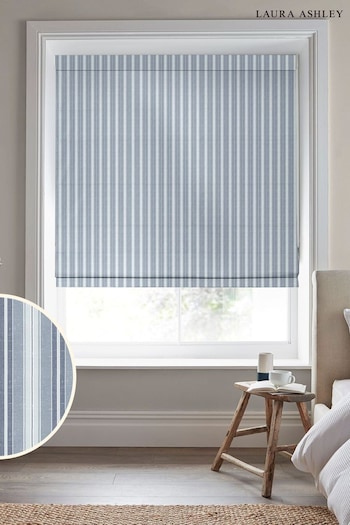 Laura Ashley Blue Suffolk Stripe Made to Measure Roman Blinds (D54084) | £84